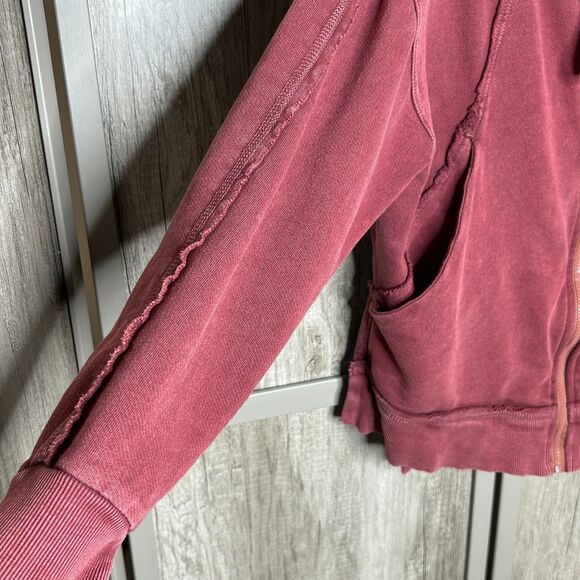 Free People Movement Only One Hoodie Womens Medium Full Zip Cotton Red Color - Picture 6 of 9